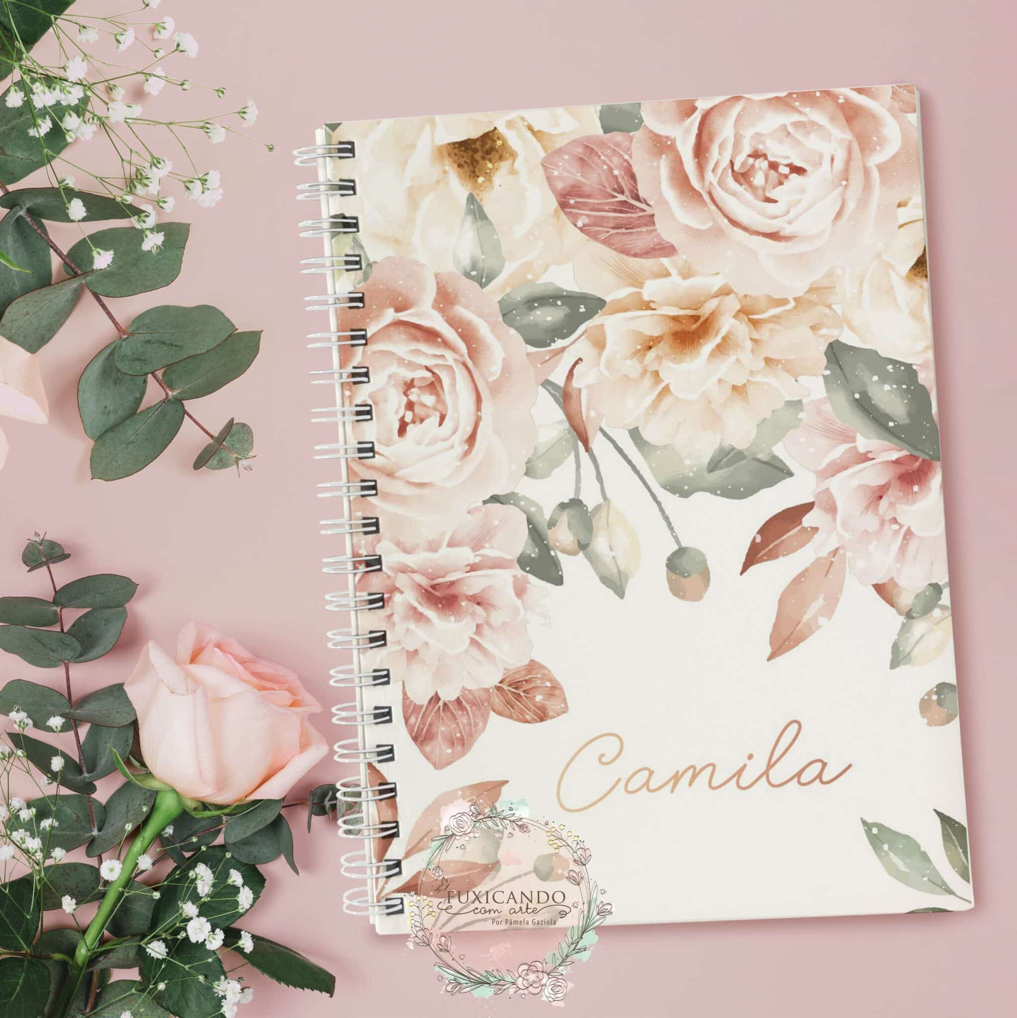 Caderno A5 – Floral Mod. 10 – Fuxicando Com Arte