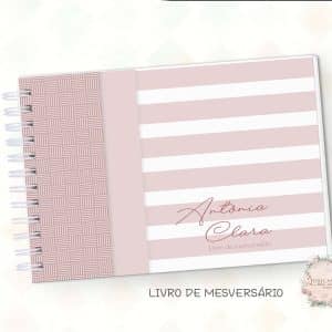 Livro de Mesversário - Neutro Geométrico Rosa - Coleção 2025