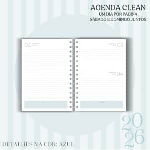 Agenda Clean - 2026 - Azul - escolha a sua capa