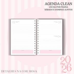 Agenda Clean - 2026 - Rosa - escolha a sua capa